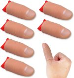 6 Pieces Fake Thumb Fingers Plastic Magic Fingers Realistic Cut Fingers Magic Performance Accessories Magic Trick Plastic Toy with 6 Training Cloths Red