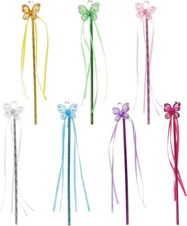 7 Piezas Varitas de Hadas para Niñas Varita con Cintas Suaves Ligera y Fácil de Agarrar Accesorios para Fiesta de Disfraces Cumpleaños y Presentaciones Escénicas
