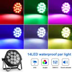 70W Waterproof LED Par IP65, RGBW 14 LED Stage Lights Outdoor D MX 4/8CH, Disco Light for DJ Party Band Show Wedding Christmas - Imagen 2