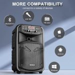 8" Portable PA Speaker System with 2 Wireless Microphones, Bluetooth Karaoke with Trolley, DSP/Recording/TWS/FM/USB/TV, for Indoor and Outdoor, Remote Control, Black - Imagen 2
