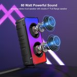 A67 Bluetooth 5.0 Stereo Speakers, 60W Portable Wireless Speaker (80W Peak) with Rich Bass, Colorful Lights, 10000mAh Battery, Outdoor for Home Party Favors - Imagen 2