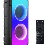 A67 Bluetooth 5.0 Stereo Speakers, 60W Portable Wireless Speaker (80W Peak) with Rich Bass, Colorful Lights, 10000mAh Battery, Outdoor for Home Party Favors