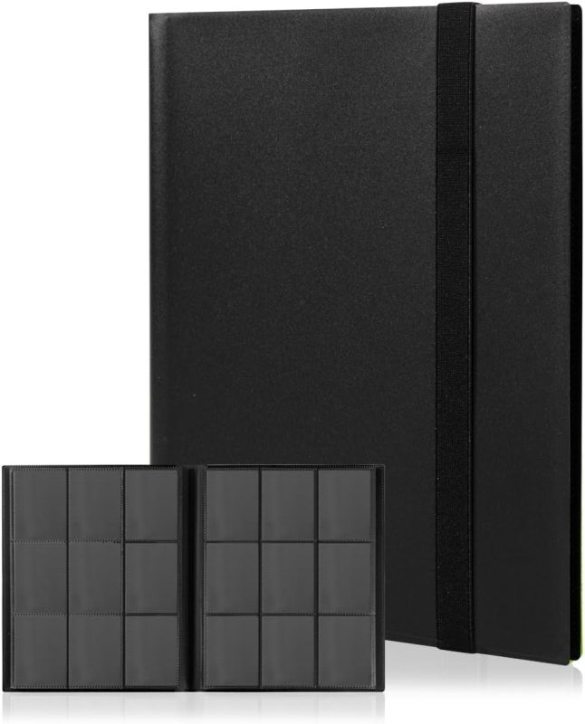 Album Cards, Trading Card Albums, 360 Cards, 20 Pages, Card Binder for TCG (Black)