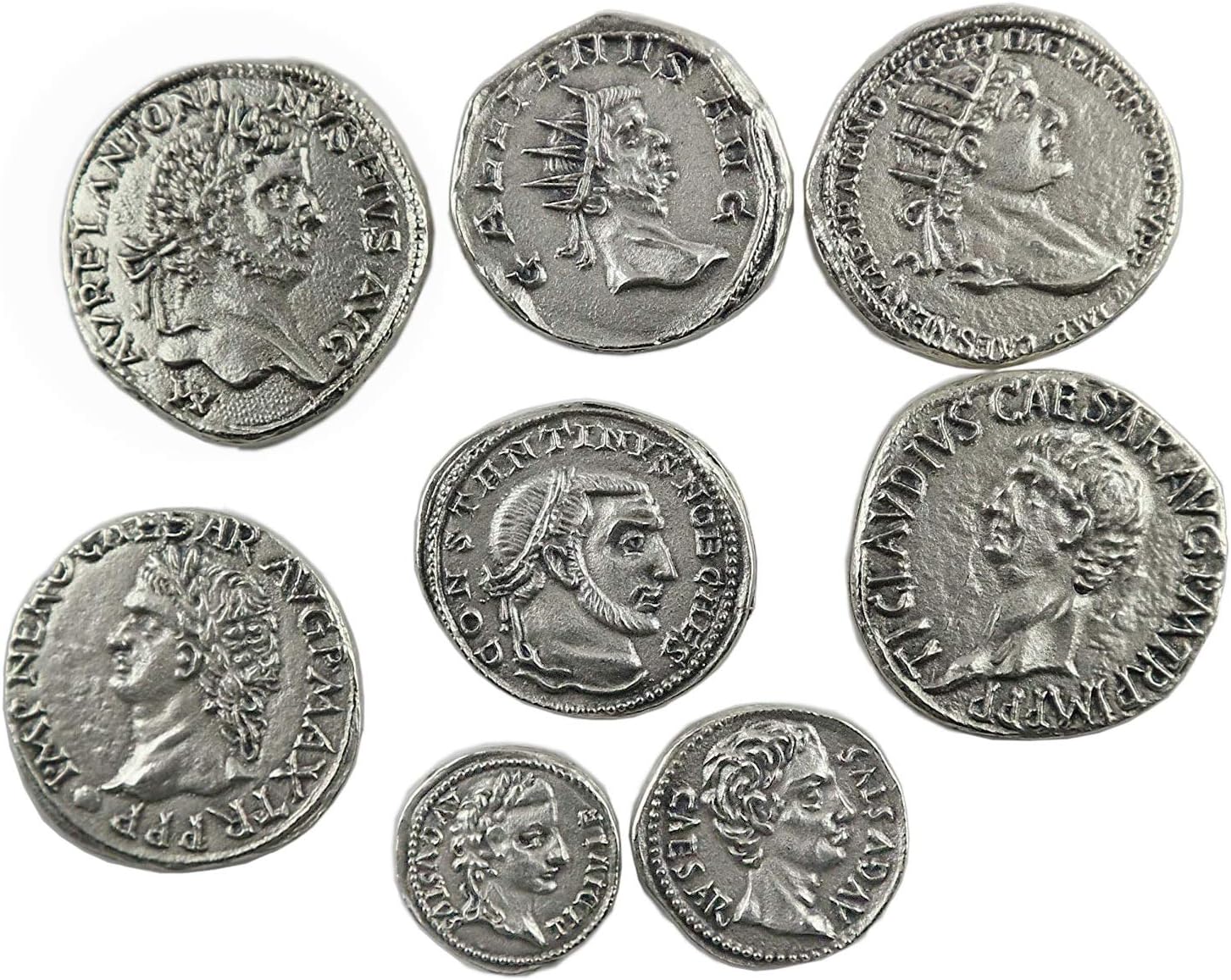 Antique Silver Plated Roman Coins - Handmade Reproduction 8 Pieces Antique Silver Plated Roman Coins - Handmade Reproduction 8 Pieces