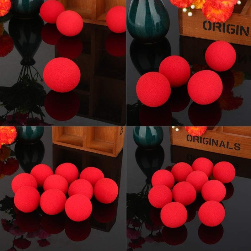 Asixxsix Paquetes de 10 Accesorios de Softbol de Esponja Roja para Trucos de Primeros Planos, Juguetes para Magos y Artistas Callejeros, 10 Mini Accesorios de Softbol para Espectáculos Espectaculares