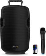 Audibax Denver 10 Active PA Speaker 10" with Battery, Wheels + 1 Micro Wireless Hand - Imagen 2