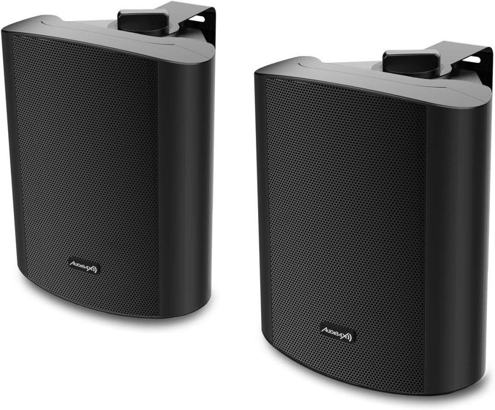 Audibax PR-52 Black Pair 100W Stereo Speakers with Stand