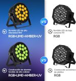 BETOPPER LED Stage Light – 18 x 18 W PAR Can RGB + Amber + LA + UV (6 in 1), Professional DJ Lighting, Strobe/Wash Effects, DMX512/Auto Sound Control, for Parties/Weddings/Clubs (1) - Imagen 2