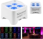 BeamZ BBP90W – Set of 2 RGB-UV LED spotlights with rechargeable battery, DMX and remote control, autonomy up to 20h, fast charge 3h, RJ45 connection, 0-100% dimmable, compact and portable
