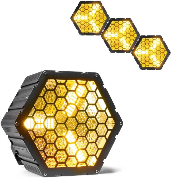 BeamZ RB90 set de 4 cegadoras retro LED con 3 COB de 30 W y 72 RGB SMD, control DMX, 127 efectos, kit de acoplamiento, atenuación 100%, ideal para escenarios y shows