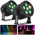 BeamZ SlimPar30 Set of 2 Disco Lights for Parties with 3 x Pair LED Disco Lights for Parties, 3 LED Disco Lights for Party Lighting or DJs, Stage Lighting Set
