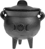 Black Cauldron - Halloween Witch Pot with Lid and Handle | Witch Cauldron Bucket for Trick or Treat Party Supplies, Halloween Decorations or Incense Burning