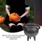 Black Cauldron | Large Witch Cauldron Bucket with Lid and Handle, Halloween Cauldron Decoration for Trick or Treat Party Supplies, Table Centerpiece - Imagen 2