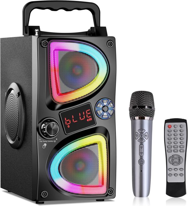 Bluetooth Speaker, 60W(Peak) Portable Wireless Small Speakers for Parties (1 Mic)