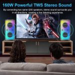 Bluetooth Speaker, 80W Peak Wireless TWS Portable Speakers Outdoor Party with Subwoofer, Colorful LED Lights, Boombox Strong Stereo Sound with Microphone for Home, Camping, Travel - Imagen 2