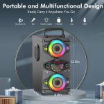 Bluetooth Speakers, 60W Portable Wireless Bluetooth Speaker for Outdoor Home Party with Subwoofer, FM Radio, Colorful LED Lights, Microphone, Remote Control and Great Powerful Sound est - Imagen 2