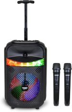 Bontempi | Wireless Trolley Acoustic Speaker with 2 Wireless Microphones, RGB Lights, Remote Control, Screen, TWS Function, 39.5x22.5x19cm