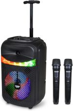 Bontempi | Wireless Trolley Acoustic Speaker with 2 Wireless Microphones, RGB Lights, Remote Control, Screen, TWS Function, 39.5x22.5x19cm - Imagen 2
