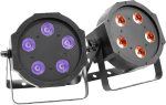 BoomToneDJ FlatPAR 5X5W 4in1 Set RGB-UV - Juego de 2 luces de escenario LED multicolor con DMX 512 Modos automáticos, detección musical, mando a distancia IR incluido Link fuente de alimentación. - Imagen 2