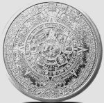CALENDARIO Azteca / maya MONEDA DE PLATA FINA intrincado 1 troy oz.999 pura, pieza de coleccionista, única rara artística de plata pura 1 x 1 oz Moneda de 39mm , con Aztec Warrior en el reverso