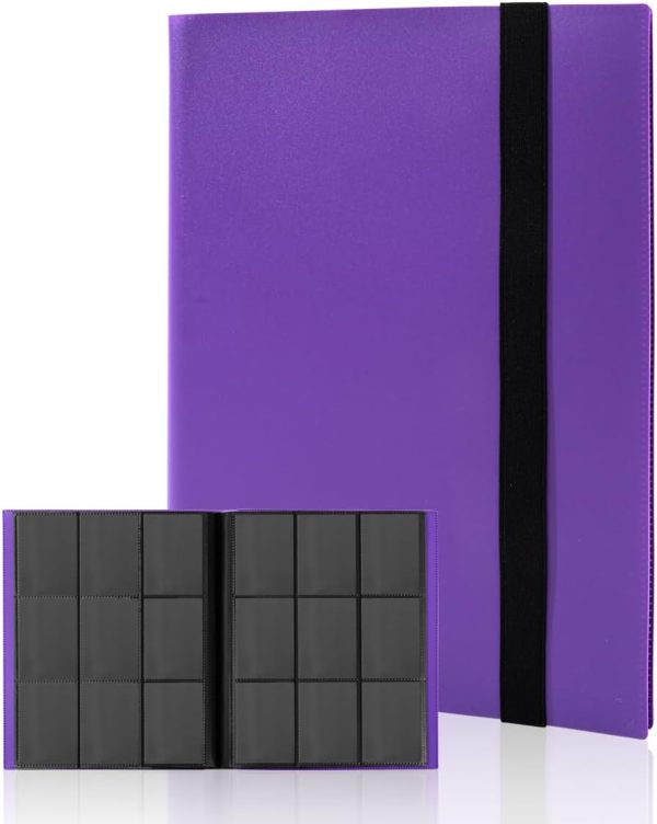 CARD FOLDER, ALBUMS CARD HOLDER COLLECTIBLE 9 POCKETS, 360 CARDS CAPACITY FOR TCG AND SPORTS CARDS (Violet)