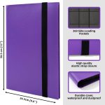 CARD FOLDER, ALBUMS CARD HOLDER COLLECTIBLE 9 POCKETS, 360 CARDS CAPACITY FOR TCG AND SPORTS CARDS (Violet) - Imagen 2