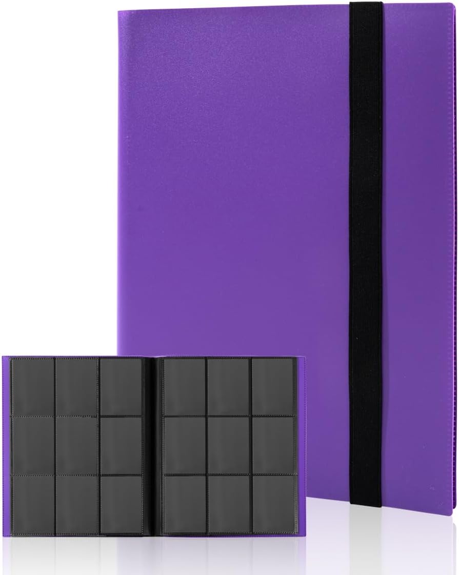 CARD FOLDER, ALBUMS CARD HOLDER COLLECTIBLE 9 POCKETS, 360 CARDS CARD FOLDER, ALBUMS CARD HOLDER COLLECTIBLE 9 POCKETS, 360 CARDS CAPACITY FOR TCG AND SPORTS CARDS (Violet)