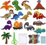 CONNECTION Sewing Kit Children Animal Felt Sewing Kit for Children Animal Felt Craft Kit Sewing Children with Scissors for Girls Gift DIY Decorations (Dinosaur B)