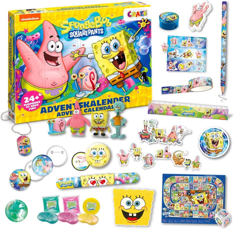 CRAZE Spongebob Children's Advent Calendar - Advent Calendar for Boys and Girls with SpongeBob Toys and Accessories