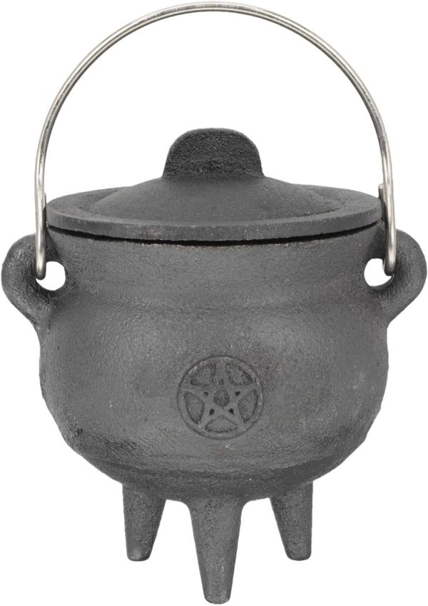 Caldero Negro | Cubo Grande para caldero de Bruja con Tapa y asa,Cubo de caldero de Bruja para Suministros de Fiesta de Truco o Trato, Decoraciones de Halloween o Quema de Incienso