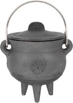 Caldero de Brujas | Caldero de Hierro Fundido con Tapa y Asa - Cubo de caldero de Bruja para Suministros de Fiesta de Truco o Trato, Decoraciones de Halloween o Quema de Incienso