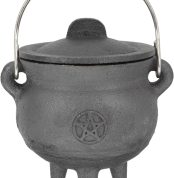 Caldero de Brujas | Caldero de Hierro Fundido con Tapa y Asa - Cubo de caldero de Bruja para Suministros de Fiesta de Truco o Trato, Decoraciones de Halloween o Quema de Incienso