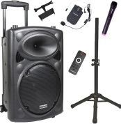 DYNASONIC - DYNAPRO 12 Plus (3rd Generation Tripod Pack) Professional Portable Bluetooth Speaker, Powerful 700W Bluetooth Speaker 2 Karaoke Microphones, Tablet Stand and Tripod