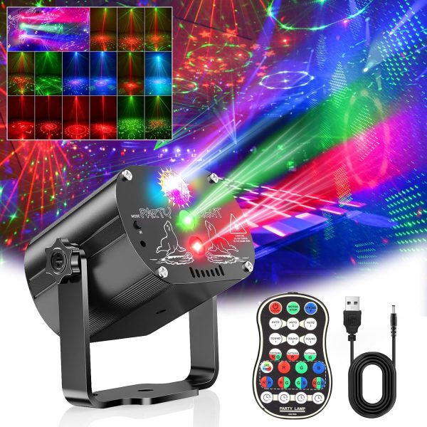 Disco Ball, Music Controlled Disco Light, Party Light, 60 Different Patterns, Strobe Effect, Party Light with Remote Control and 2M USB