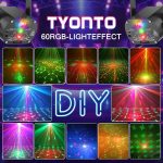 Disco Lights, Projector Light Party Atmosphere Karaoke Music with 60 Different Patterns, 2M USB Remote for Family, Disco Club Wedding Stroboscopic Colours Disco Room Lights - Imagen 2