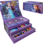 Disney Frozen Children's Coloured Briefcase Set 52 Pieces and Stationery Box with Drawers Drawing and Painting Kit