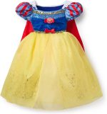 Disney Store Official Snow White Kids Costume, Blue and Yellow Princess Dress with Red Cape, for Fancy Dress Parties, Games and Halloween, 7-8 Years