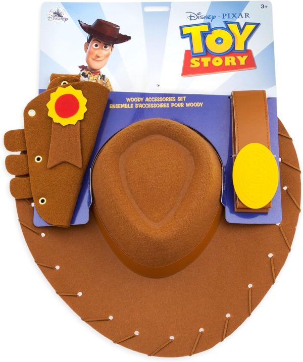 Disney Store Official, Toy Story, Sheriff Woody, Children's Accessory Set, Cowboy Hat, Holster and Belt for Costumes, Halloween and Performance Games