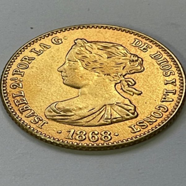 Elizabeth II of Spain 1868 Handicraft of Ancient Gold Coins - Gold - 21.5 mm