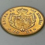 Elizabeth II of Spain 1868 Handicraft of Ancient Gold Coins - Gold - 21.5 mm - Imagen 2