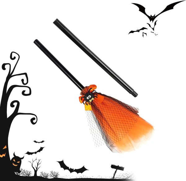 Escoba De Bruja Halloween para Niños, Accesorios De Disfraz Escoba De Bruja Halloween, Accesorios para Juegos de Imitación Fiesta de Truco o Trato Infantil Decoración de Casa Encantada