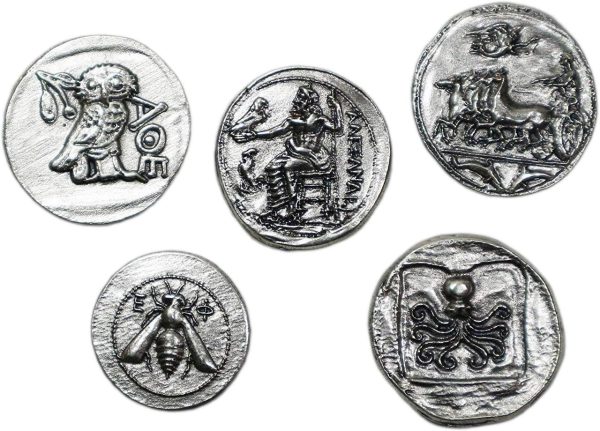 Eurofusioni Ancient Greek Coins Silver Plated – Tetradrachm Reproduction – Set of 5