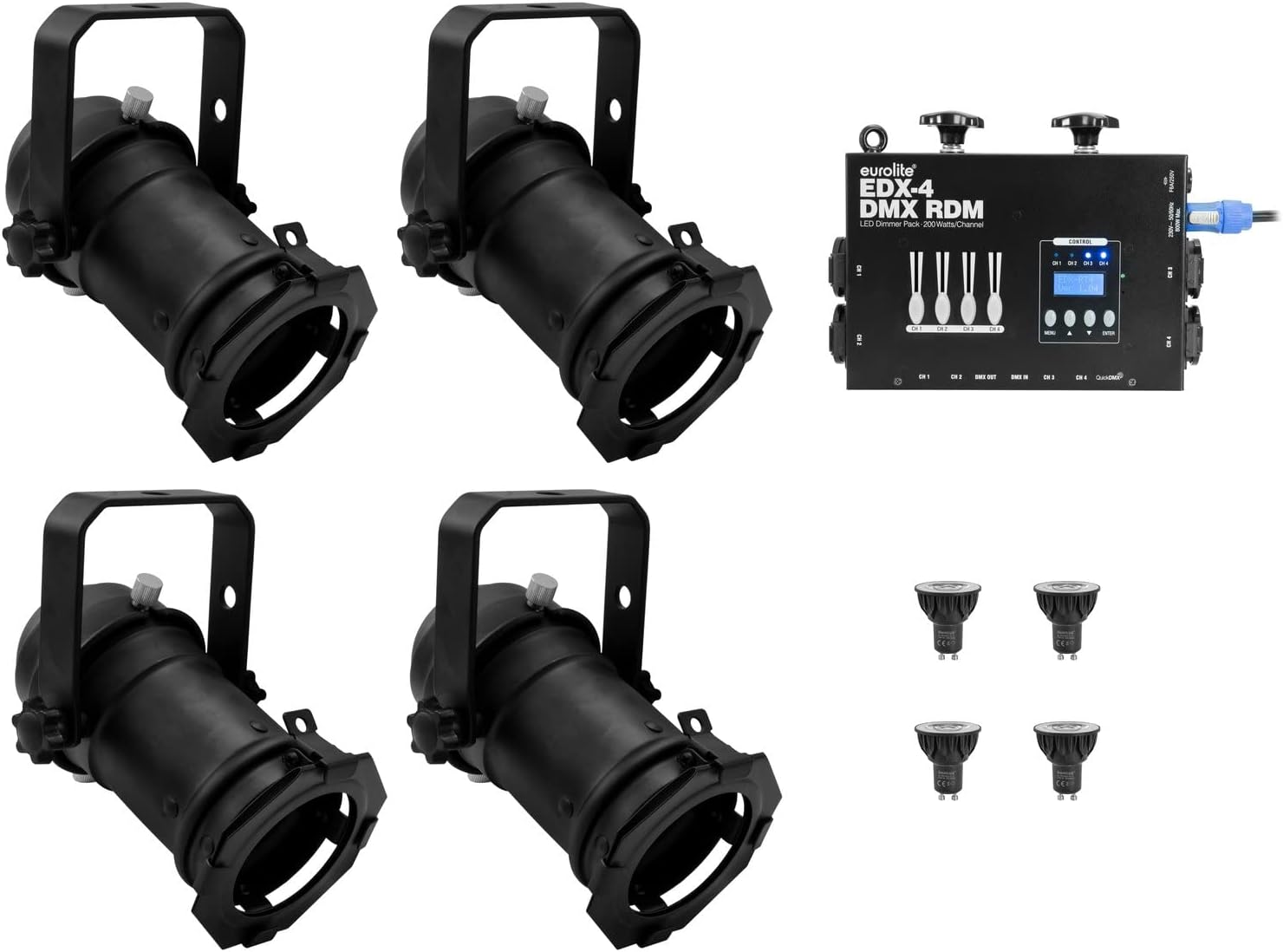 Eurolite Set 4X PAR-16 Spot sw dim2warm + EDX-4 DMX Eurolite Set 4X PAR-16 Spot sw dim2warm + EDX-4 DMX RDM LED-Dimmerpack (20000694) Brand