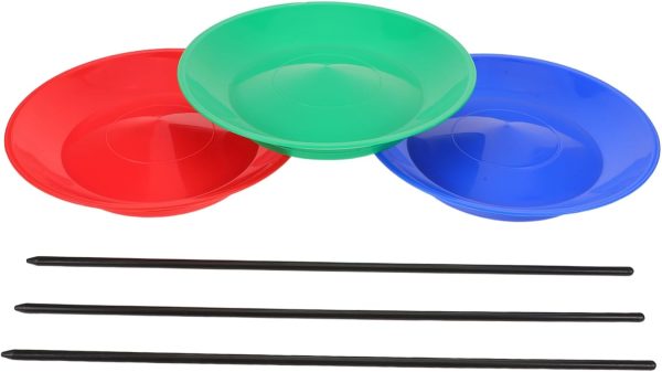 FRCOLOR Acrobacia Mágica con Disco Giratorio Plato De De Plástico De Malabarismo para Juguete De Equilibrio con Varita De Mano Accesorio para Trucos De para Espectáculos De y Desarrollo