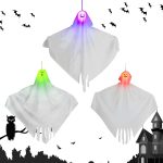 Fantasma con luz LED,Decoraciones de Fantasmas con luz,Fantasma de Columpio Iluminado - Casa Encantada Fantasma Iluminado En El Viento Espíritu Fantasma Iluminado Halloween con Expresiones De