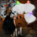 Fantasma con luz LED,Decoraciones de Fantasmas con luz,Fantasma de Columpio Iluminado - Casa Encantada Fantasma Iluminado En El Viento Espíritu Fantasma Iluminado Halloween con Expresiones De - Imagen 2