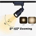 Foco de Escenario, De riel LED con zoom, ángulo de haz ajustable de 8 a 60 grados, 5/7/10/12 W, de techo negro con zoom, iluminación de imágenes(4000K,BLACK CEILING LIGHT_10W) - Imagen 2