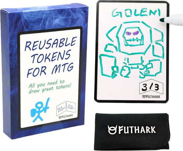 Futhark Dry Erase MTG Token Cards Set, Reversible Reusable Universal Double Sided Proxy Cards for Magic: The Gathering, MTG Accessories, MTG Gift