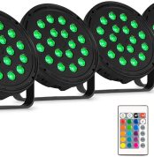 Fuzzix Comet M16 LED RGB Spotlights with 18 LEDs per Unit, Remote Control, Auto Programs, Sturdy Housing, Easy Assembly, Ideal for Parties, Stages, Events or Performances