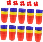 GARVALON 30 Pieces Magic Party Accessories Cup for Drinking Cup Tools Trick Cups and Balls Cups and Balls Cup with Lid and Straw Plastic Trick Accessory